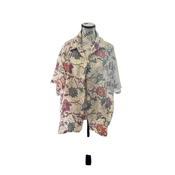 Vintage OSCAR DE LA RENTA Expression Women’s Floral Blouse 100% silk Size 2X - Picture 1 of 9